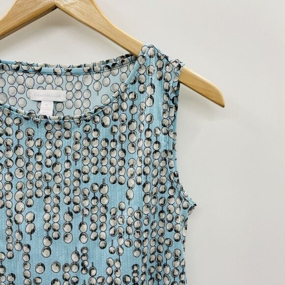Charter Club Womens Size Small Printed Sequin Sleeveless Blouse in Blue 1334 - Picture 3 of 6
